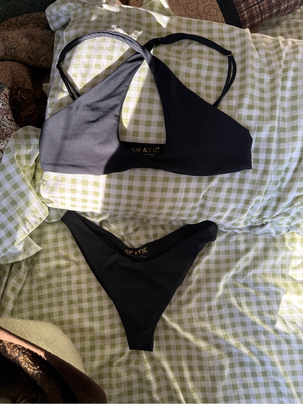 Skatie Black Bralette Bikini Top with Matching Bottoms - Picture 3 of 4